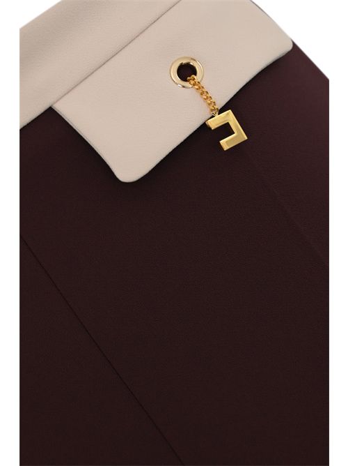 Pantaloni in doppio crepe bi-color Merlot/Milk Elisabetta Franchi | PAT0156E2EH8